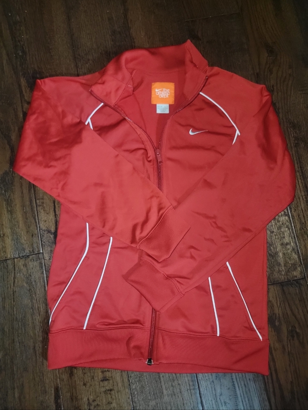 Nike Red Athletic Track Jacket with White Piping